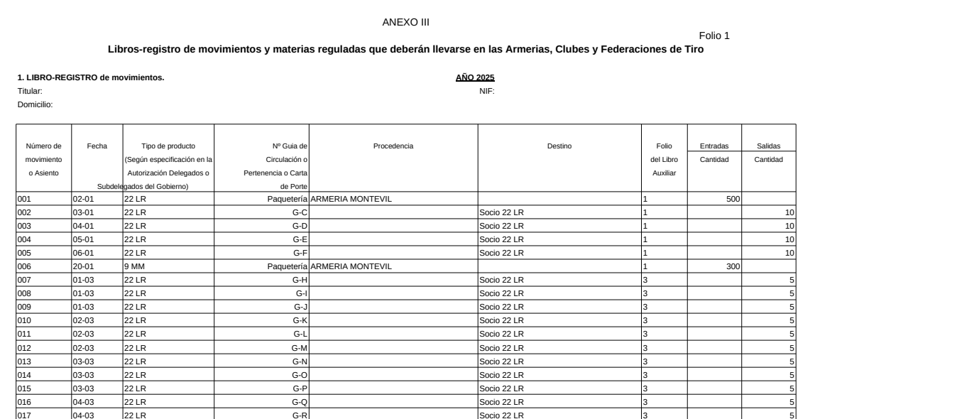 Folio del libro-registro de movimientos en PDF